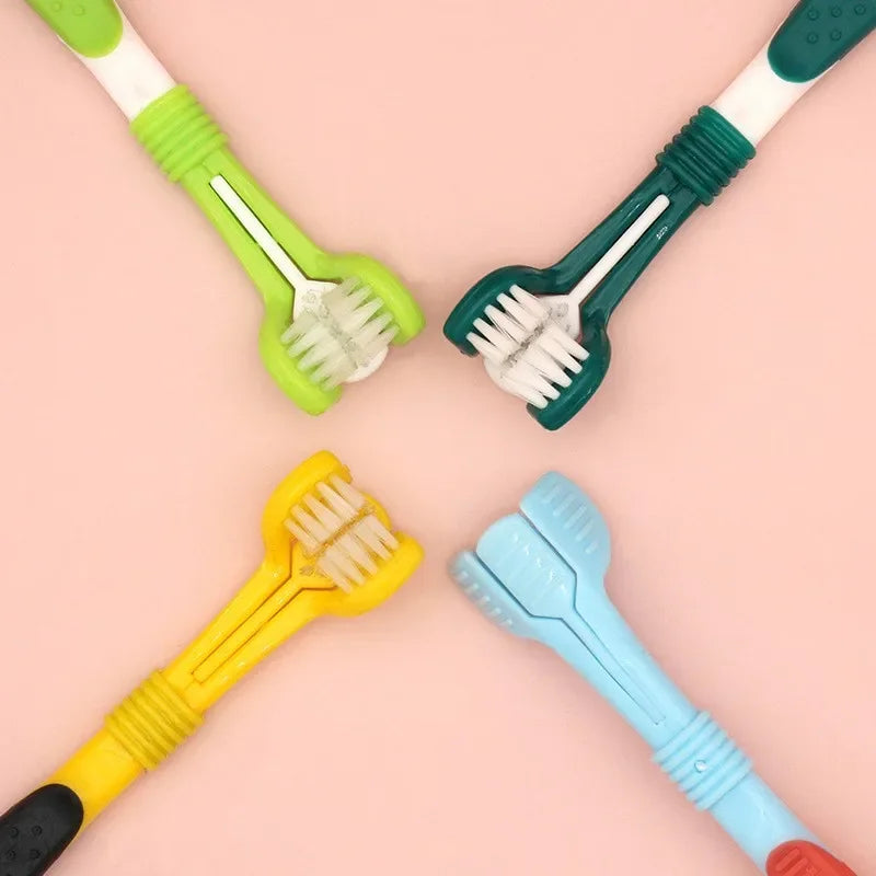 3-Sided Pet Toothbrush Dog Plastic Toothbrush