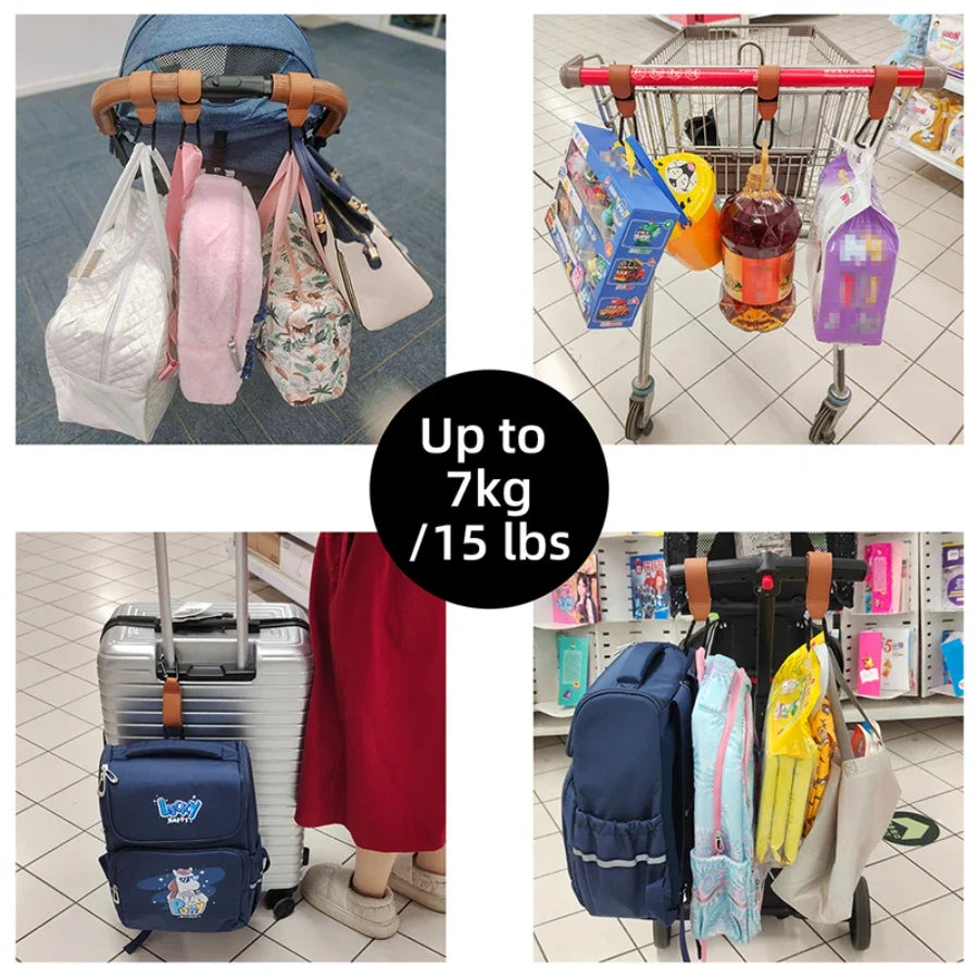 1/2pcs Baby Stroller Hook PU Leather Pram Organizer