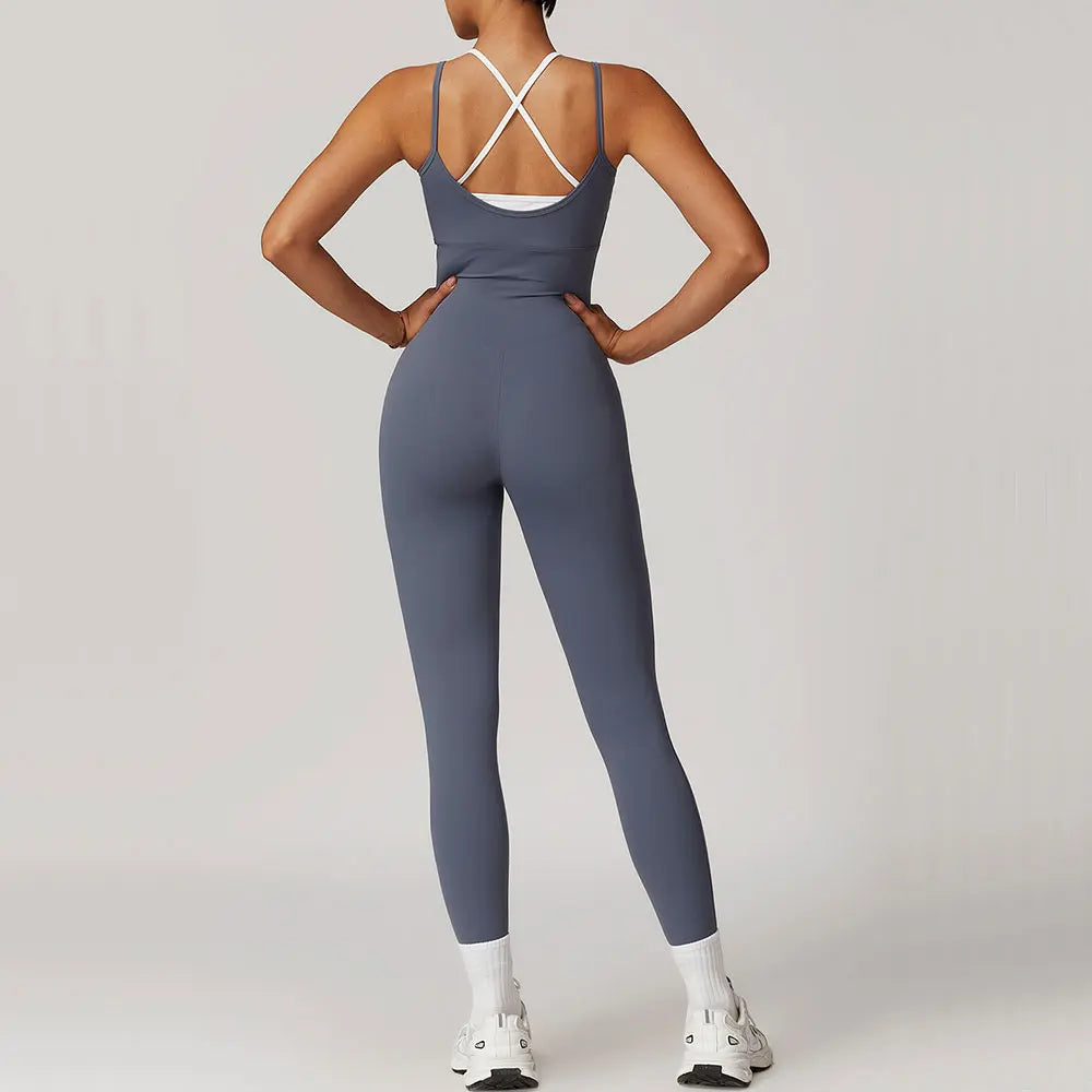 Sexy Women's Clothes Yoga Set Color Blocking Jumpsuits