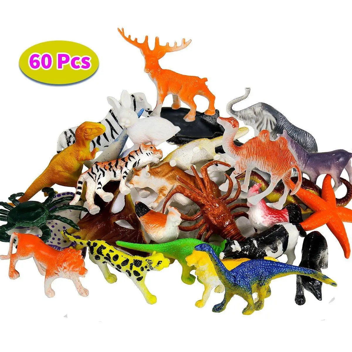 60Pcs Mini Simulation Animal Set Solid Wild Animal