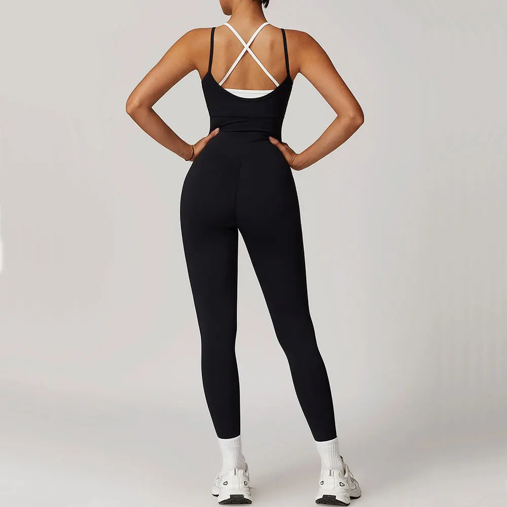 Sexy Women's Clothes Yoga Set Color Blocking Jumpsuits