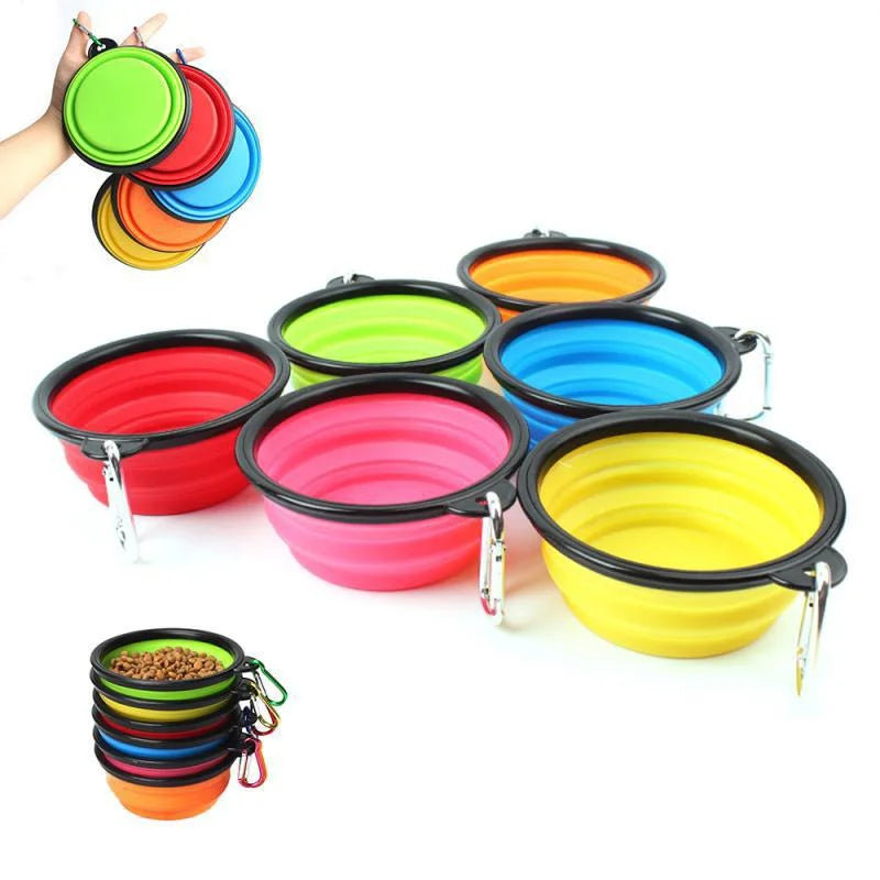 Folding Portable Silicone Dog Feeder Bowl 2 In 1