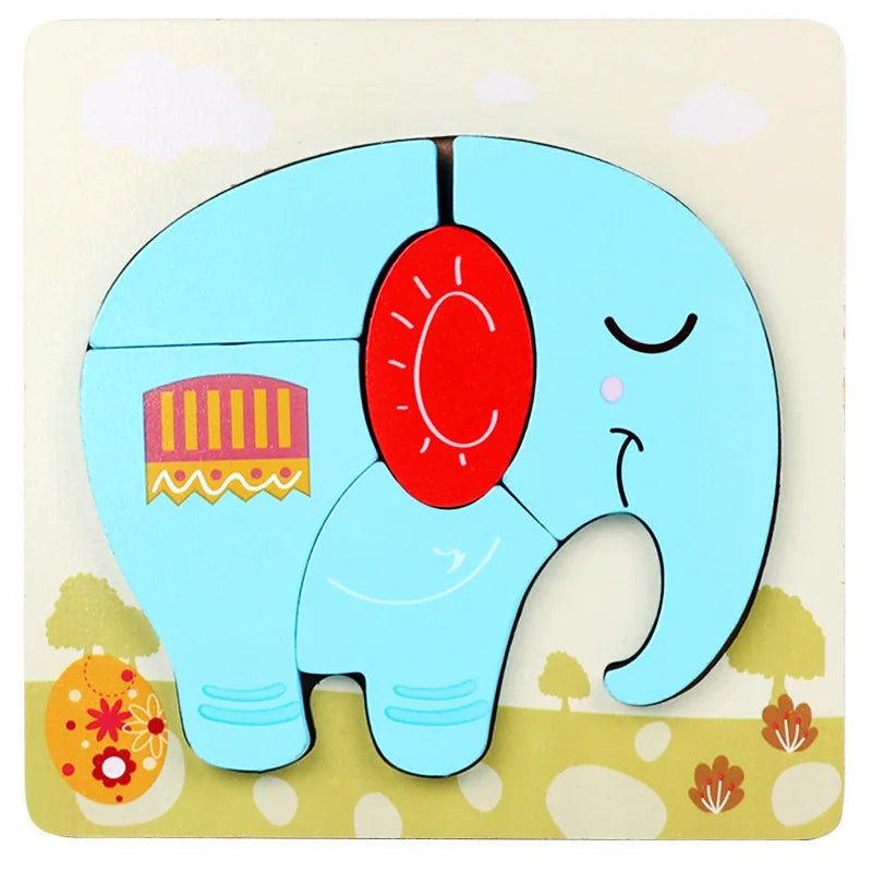 Wooden 3D Toys Puzzle Cartoon Animals
