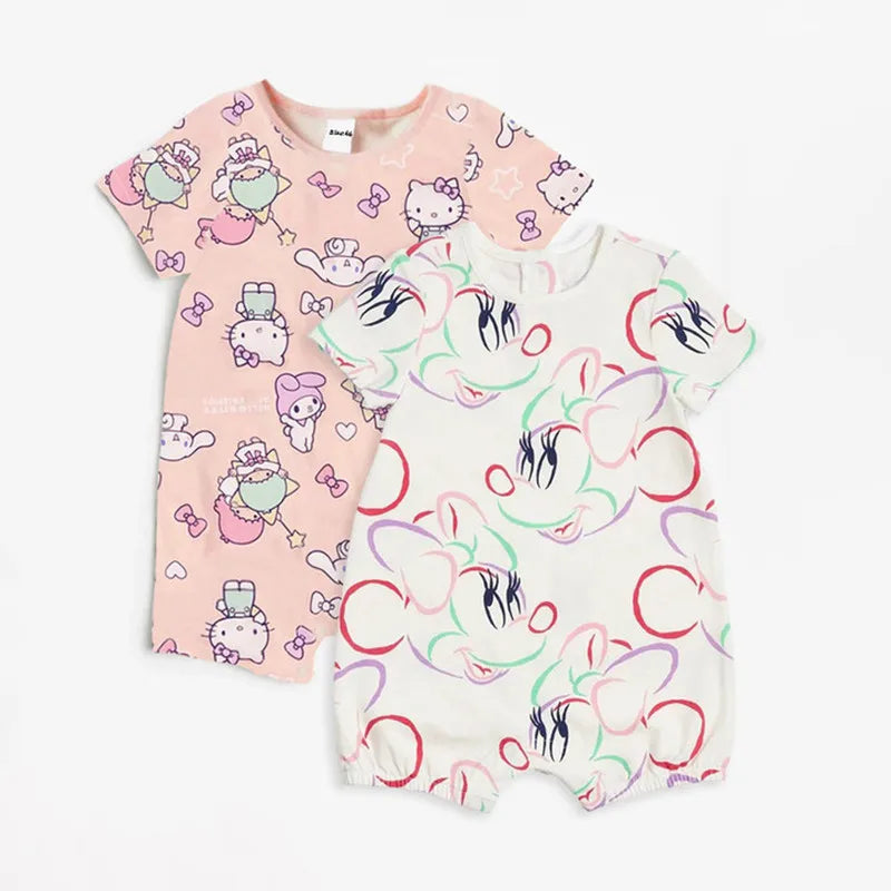 2Pcs Mickey Mouse Printed Baby Rompers