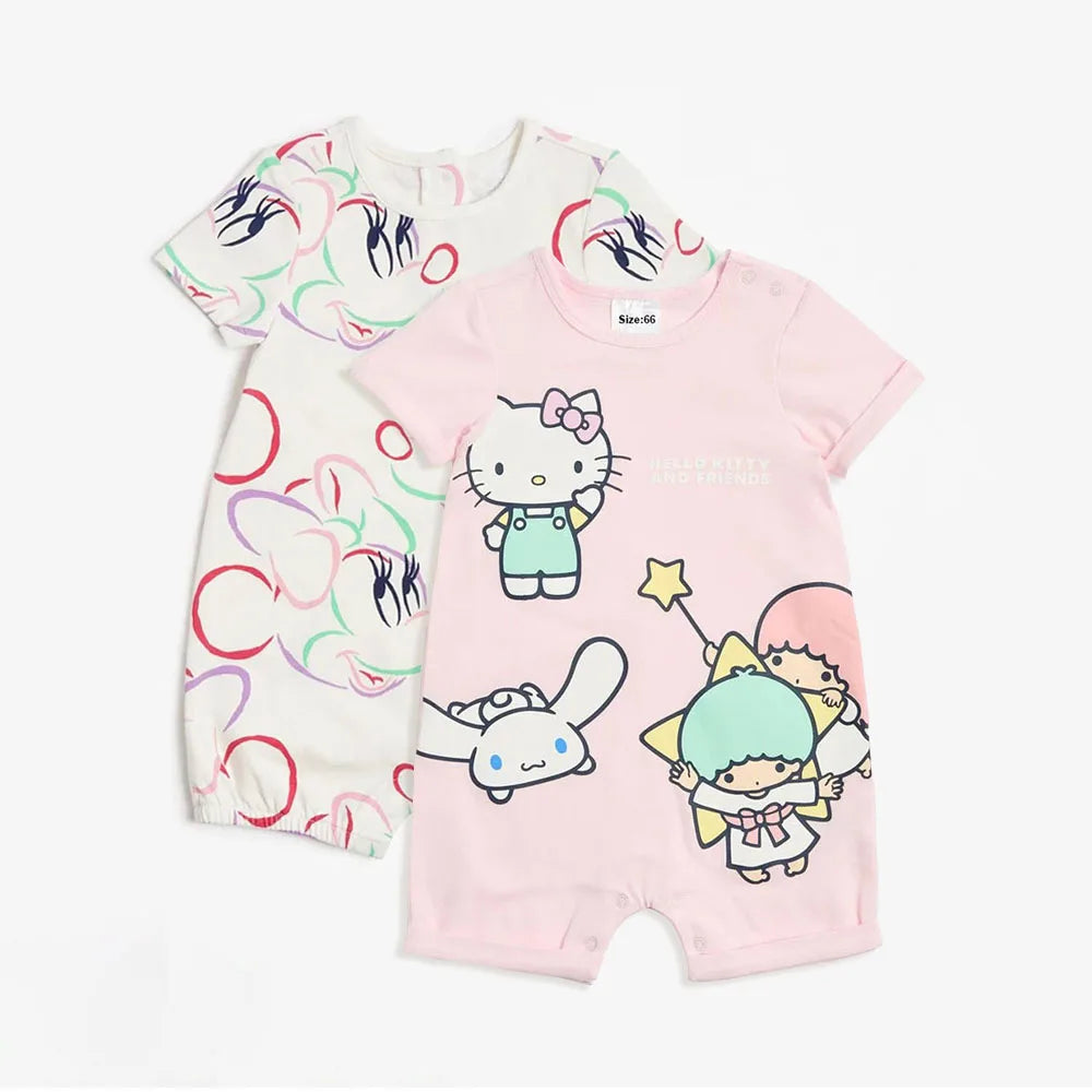 2Pcs Mickey Mouse Printed Baby Rompers