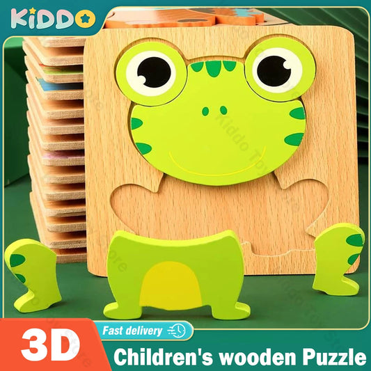 Wooden 3D Toys Puzzle Cartoon Animals