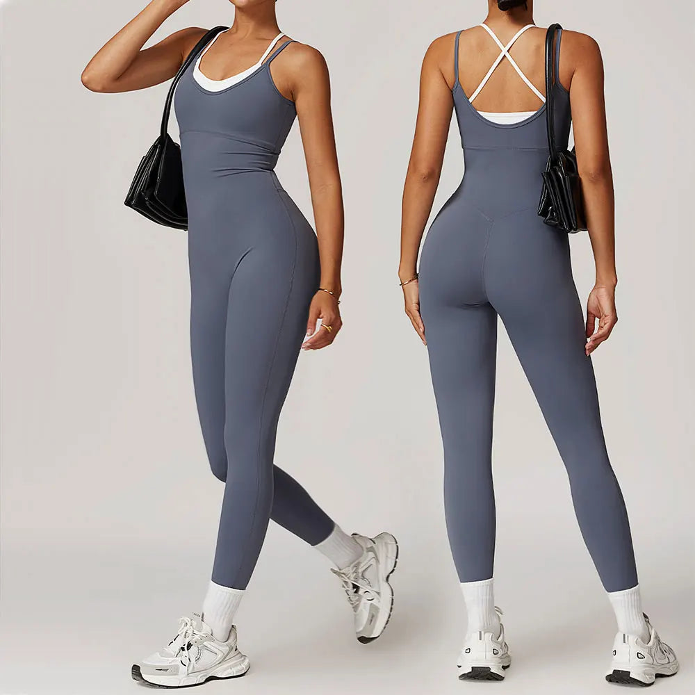 Sexy Women's Clothes Yoga Set Color Blocking Jumpsuits