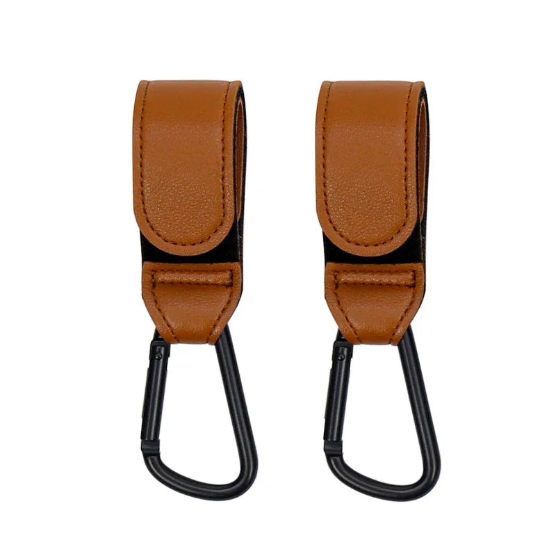 1/2pcs Baby Stroller Hook PU Leather Pram Organizer