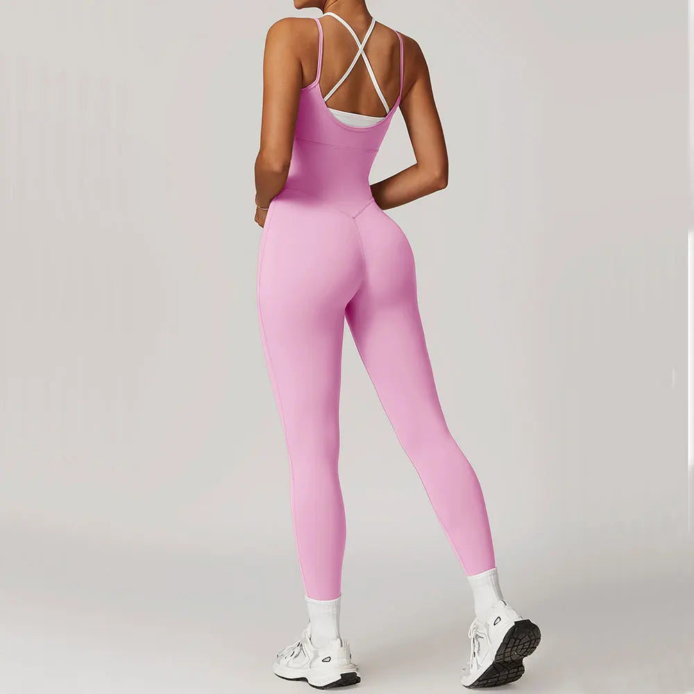 Sexy Women's Clothes Yoga Set Color Blocking Jumpsuits