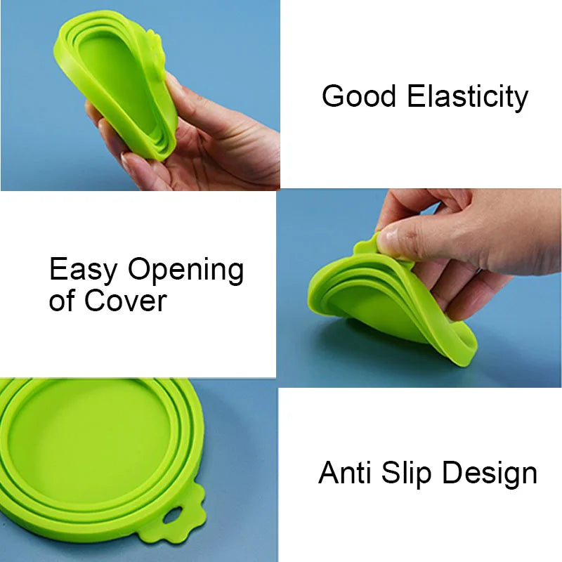 A set Reusable Pet Food Can Cover and Spoon Portable