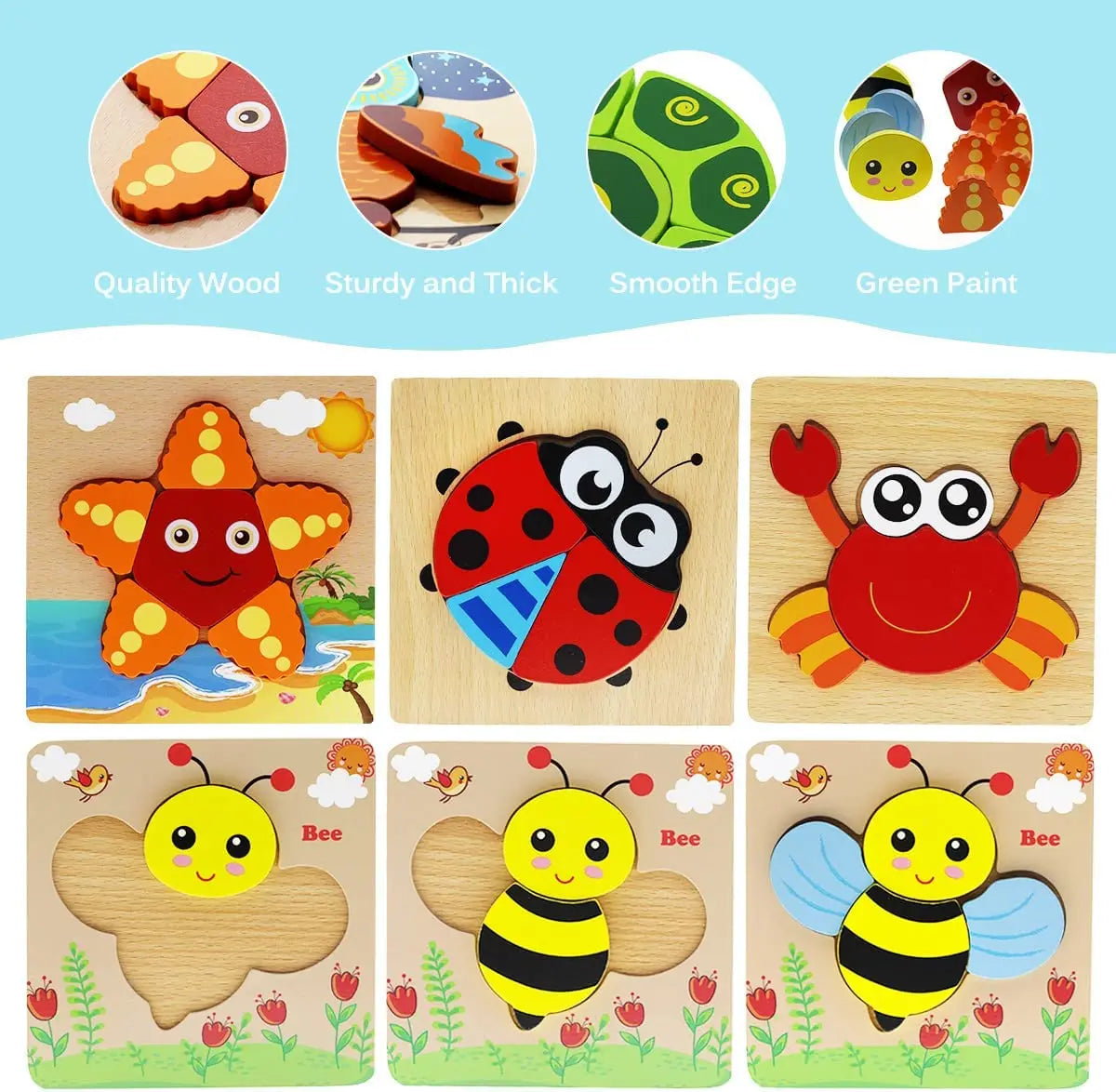 Wooden 3D Toys Puzzle Cartoon Animals