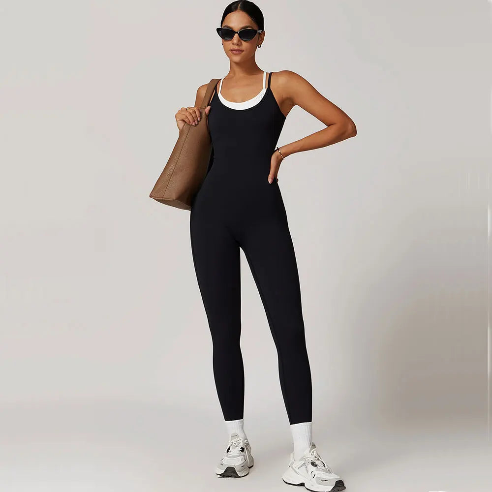 Sexy Women's Clothes Yoga Set Color Blocking Jumpsuits