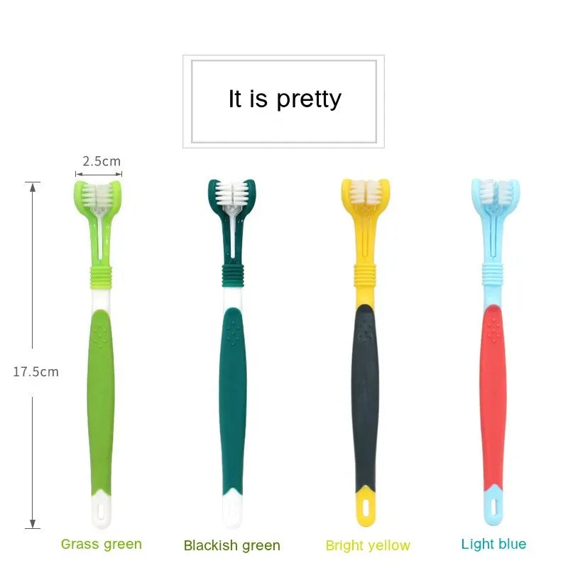 3-Sided Pet Toothbrush Dog Plastic Toothbrush