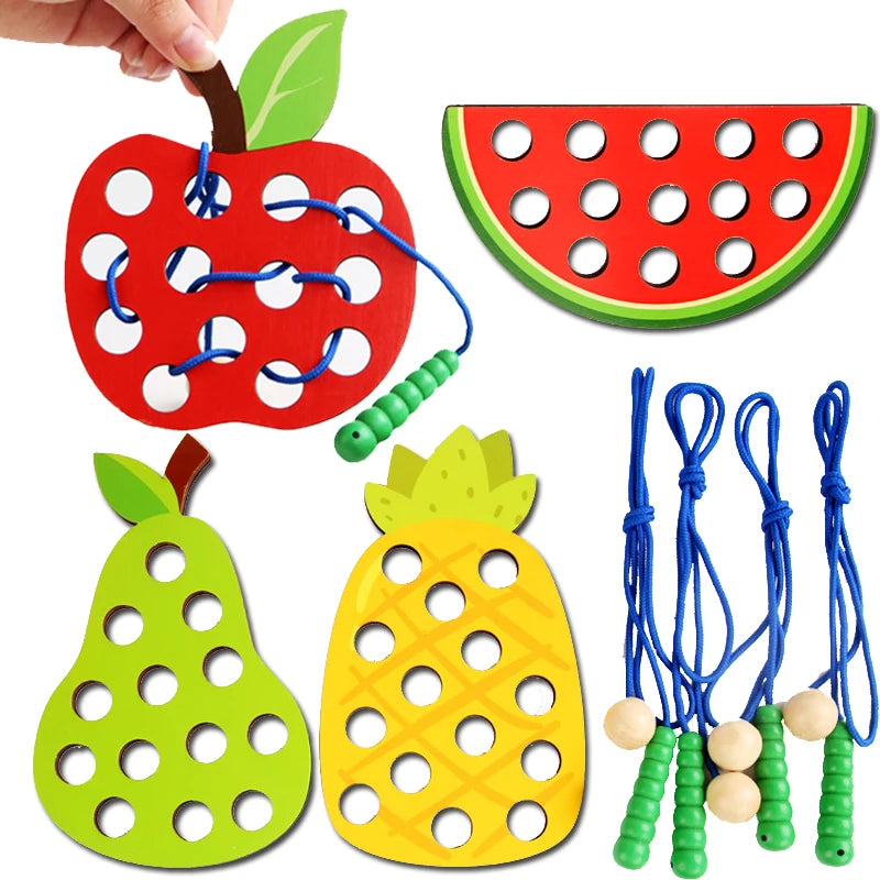 Wooden Lacing Toy Educational Fruits