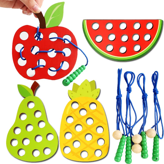 Wooden Lacing Toy Educational Fruits