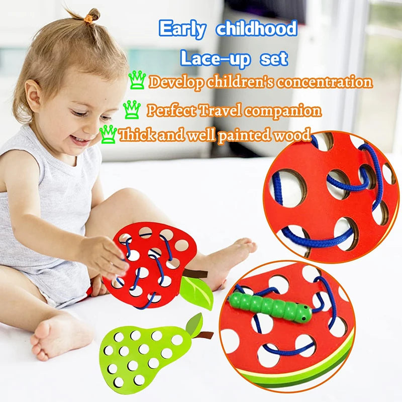 Wooden Lacing Toy Educational Fruits