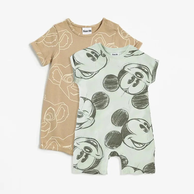 2Pcs Mickey Mouse Printed Baby Rompers