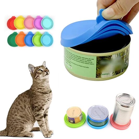 A set Reusable Pet Food Can Cover and Spoon Portable