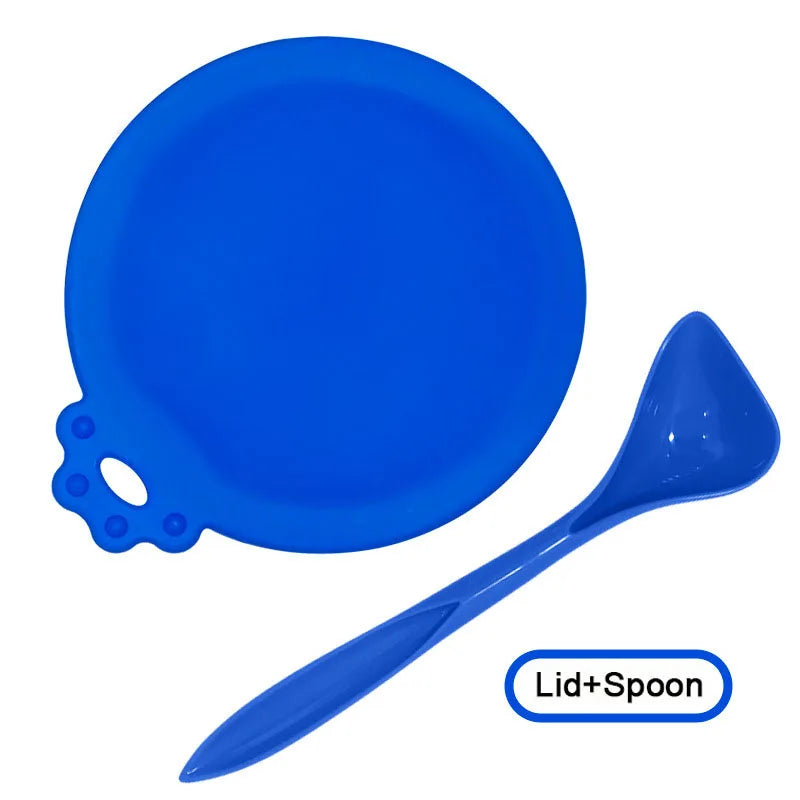 A set Reusable Pet Food Can Cover and Spoon Portable