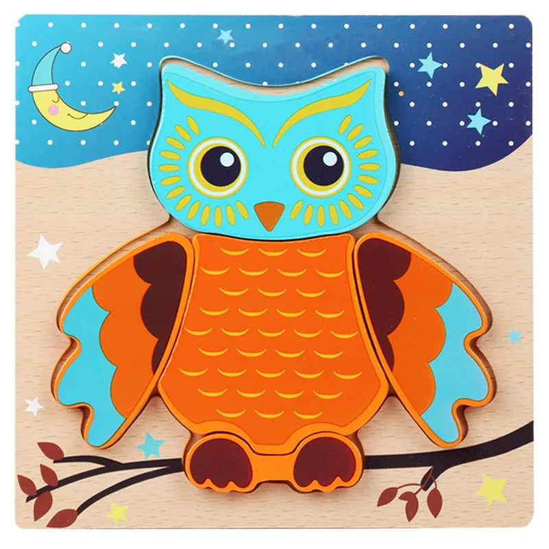 Wooden 3D Toys Puzzle Cartoon Animals