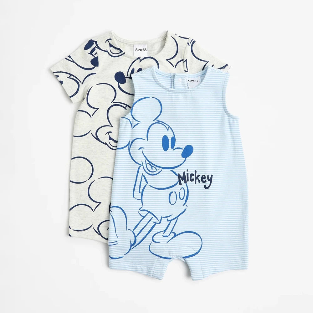 2Pcs Mickey Mouse Printed Baby Rompers