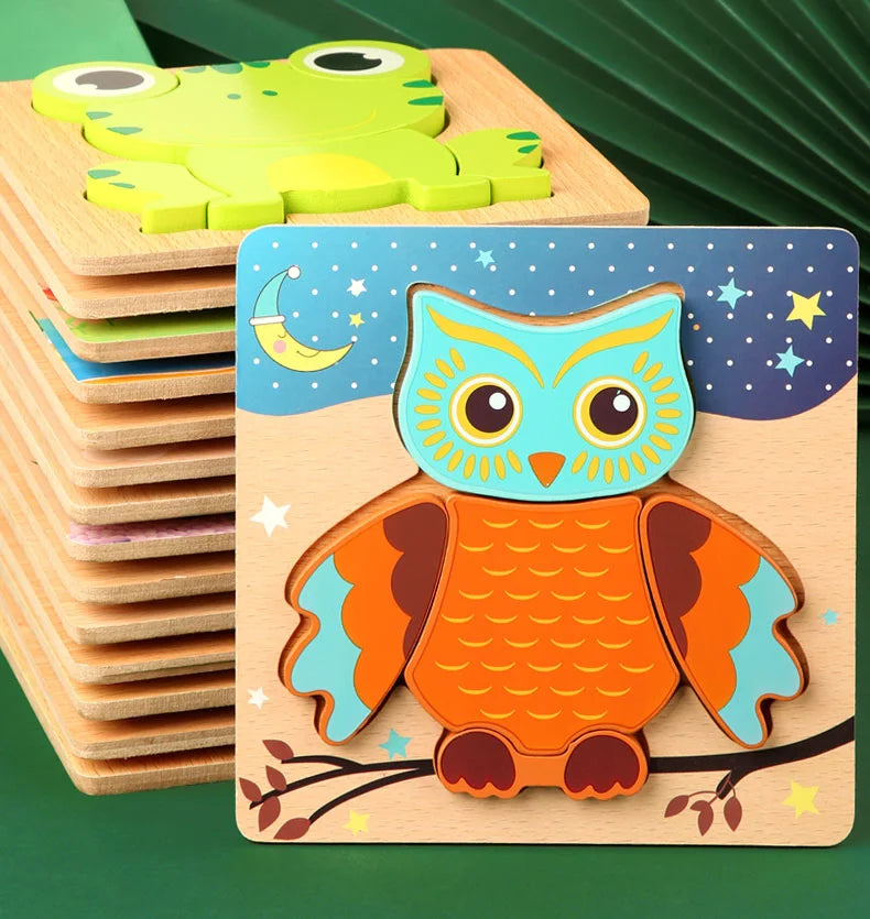Wooden 3D Toys Puzzle Cartoon Animals