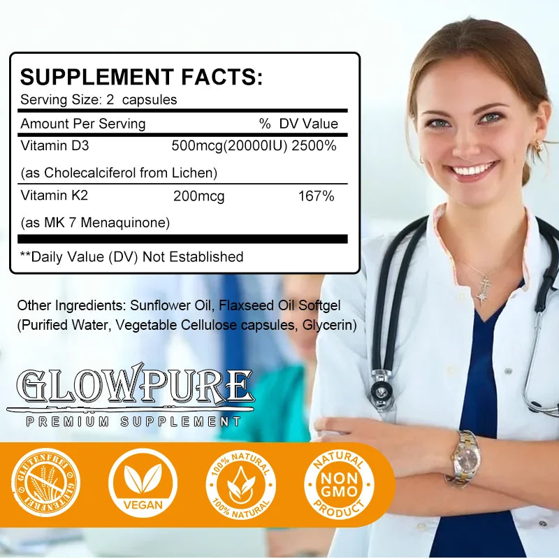 Vitamin D3 K2 Capsule - 20,000 IU Vitamin D3