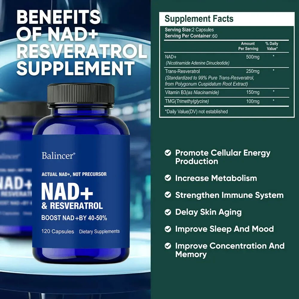 NAD+ Supplements Resveratrol Enhanced Collagen