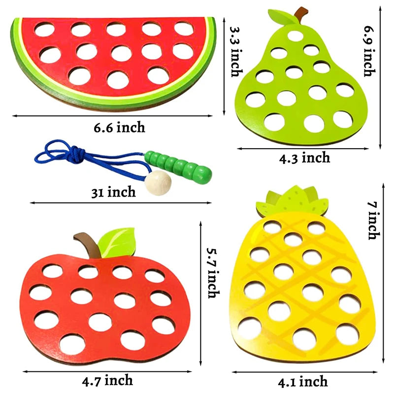 Wooden Lacing Toy Educational Fruits