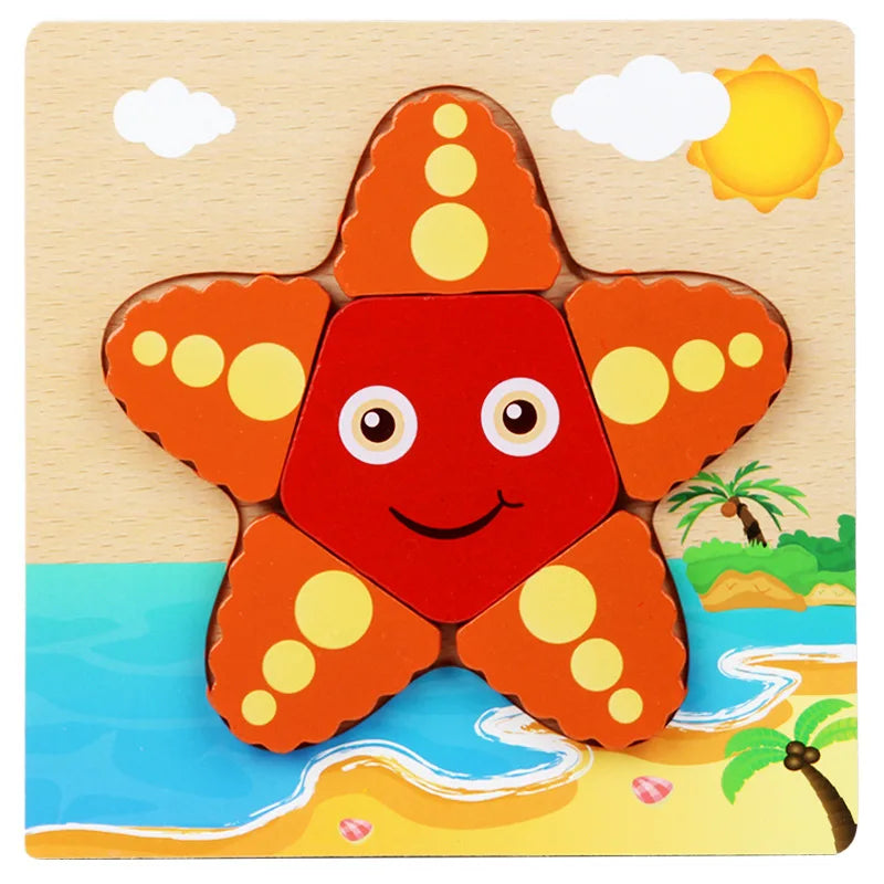 Wooden 3D Toys Puzzle Cartoon Animals