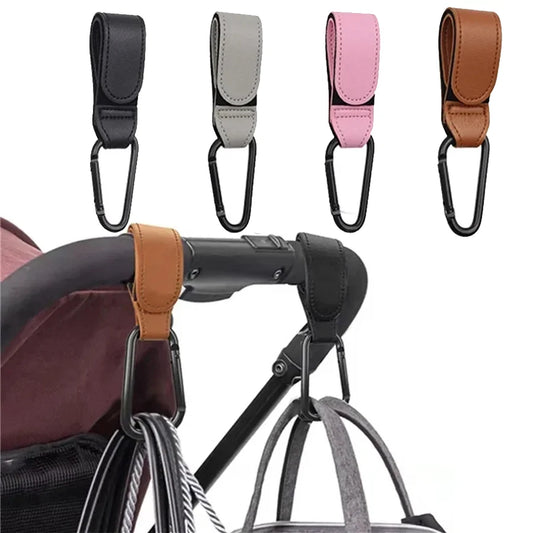1/2pcs Baby Stroller Hook PU Leather Pram Organizer